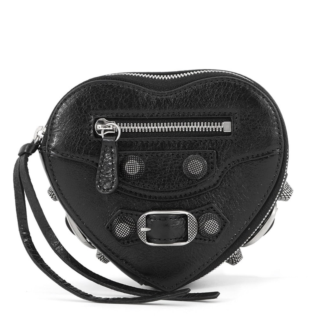 Balenciaga handbag pouch Lucagol heart leather 771674 BALENCIAGA black POACH: --- Catalog ---Category: SizeSize (HxWxD): 11.5cm x 12.5cm x 5.5cm / 4.52'' x 4.92'' x 2.16''Category: DesignType: Handbag, PouchColor: BlackGender: WomenMaterial: Leather Hardware Color: SilverCatego
