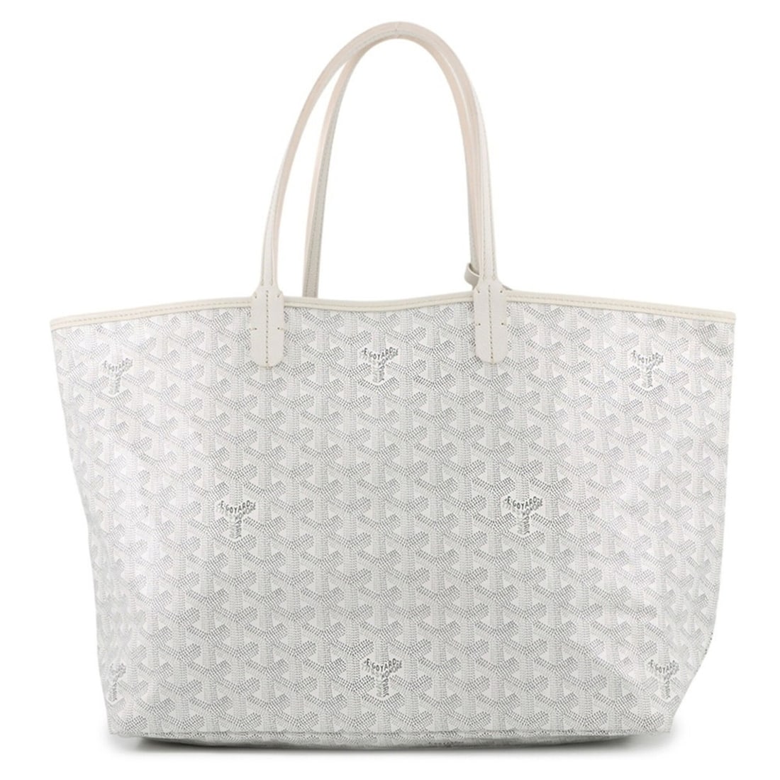 Goyard Saint Louis PM Tote Bag, Leather, STLOUIPMLTY50CL50P, White, Herringbone Pattern, Handbag: --- Catalog ---Category: SizeSize (HxWxD): 27cm x 47cm x 14cm / 10.62'' x 18.5'' x 5.51''Category: DesignType: Handbag, Pouch, Tote bagColor: WhiteGender: WomenMaterial: PVC , Leather Hardware Color: 