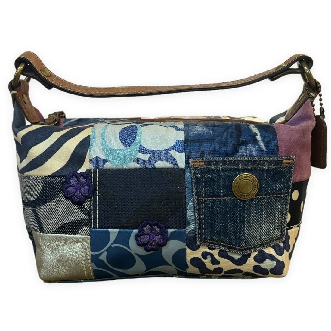COACH Coach Pouch Handbag Patchwork Signature Suede Leather Pocket RM0328T: --- Catalog ---Category: SizeSize (HxWxD): 16cm x 23cm x 9.5cm / 6.29'' x 9.05'' x 3.74''Handle Length: 30cm / 11.81''Category: DesignType: HandbagGender: WomenCategory: GeneralLine: SignatureBrand: C
