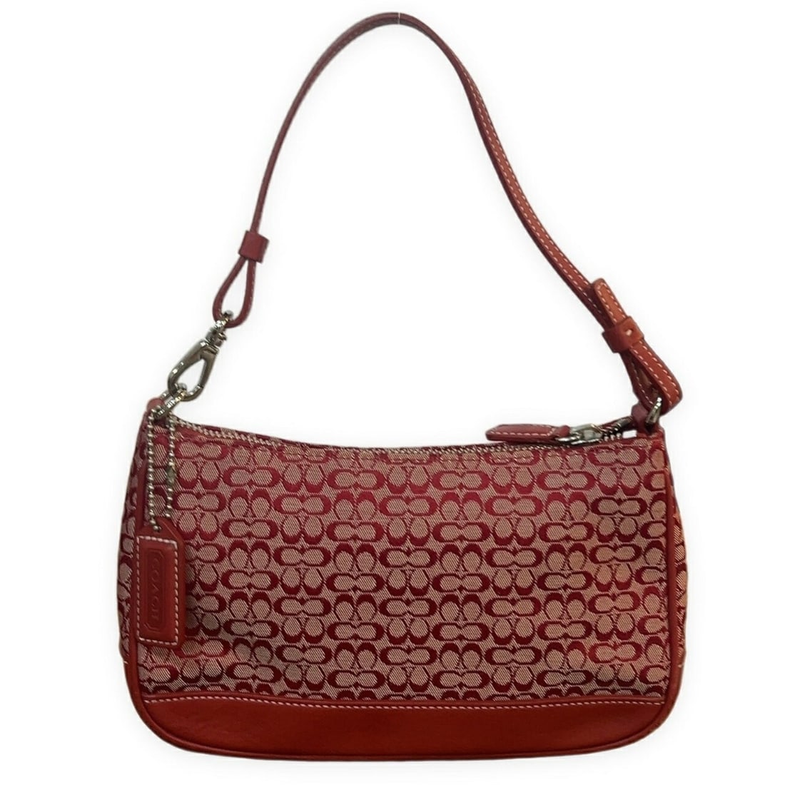 COACH Mini Signature Pouch Handbag 6622 Red Canvas Women's RM0330T: --- Catalog ---Category: SizeSize (HxWxD): 15cm x 22cm x 6cm / 5.9'' x 8.66'' x 2.36''Handle Length: 38cm / 14.96''Category: DesignType: HandbagColor: Red colorGender: WomenCategory: GeneralBrand: Coa