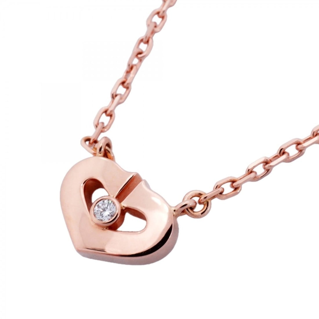 Cartier C Heart Necklace, 1PD (18K Pink Gold), Diamond, Women's: --- Catalog ---Category: SizePendant Size: 8.2mm x 10mm / 0.32'' x 0.39''Neck Circumference: 40.5 cm / 15.94''Category: DesignStone: DiamondGender: WomenMaterial: Pink gold (18K)Necklace Type: Necklac