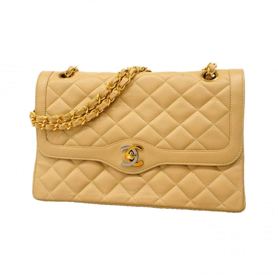Chanel Matelassé Shoulder Bag, Paris Limited Edition, Double Flap, Chain, Lambskin, Beige Gold, (1 of 13)