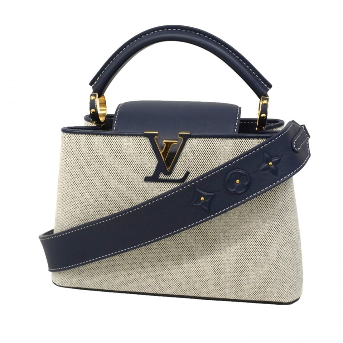 Louis Vuitton Capucines BB handbag, M57555, navy, 2-way bag for women, P2802625: --- Catalog ---Category: SizeSize (HxWxD): 20cm x 27cm x 9.5cm / 7.87'' x 10.62'' x 3.74''Category: DesignType: HandbagColor: NavyGender: WomenCategory: GeneralMPN: M57555Brand: Louis Vuitton--- Item 