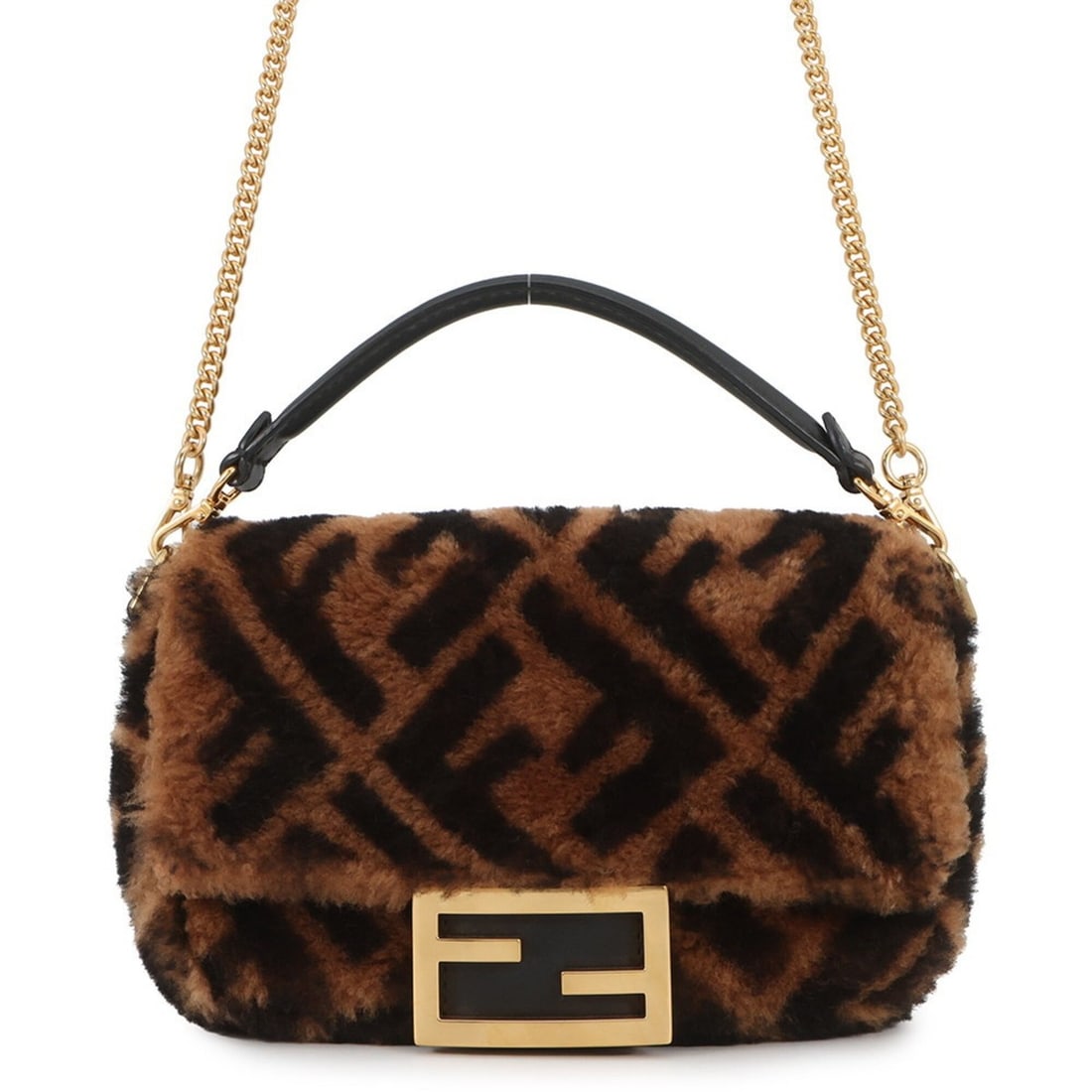 Fendi Zucca pattern baguette mini handbag, sheepskin and leather, 8BS017, FENDI 2-way shoulder bag,: --- Catalog ---Category: SizeSize (HxWxD): 13cm x 21cm x 4.5cm / 5.11'' x 8.26'' x 1.77''Category: DesignType: Handbag, Shoulder bagColor: Black, BrownGender: WomenMaterial: Leather Hardware Color: Go