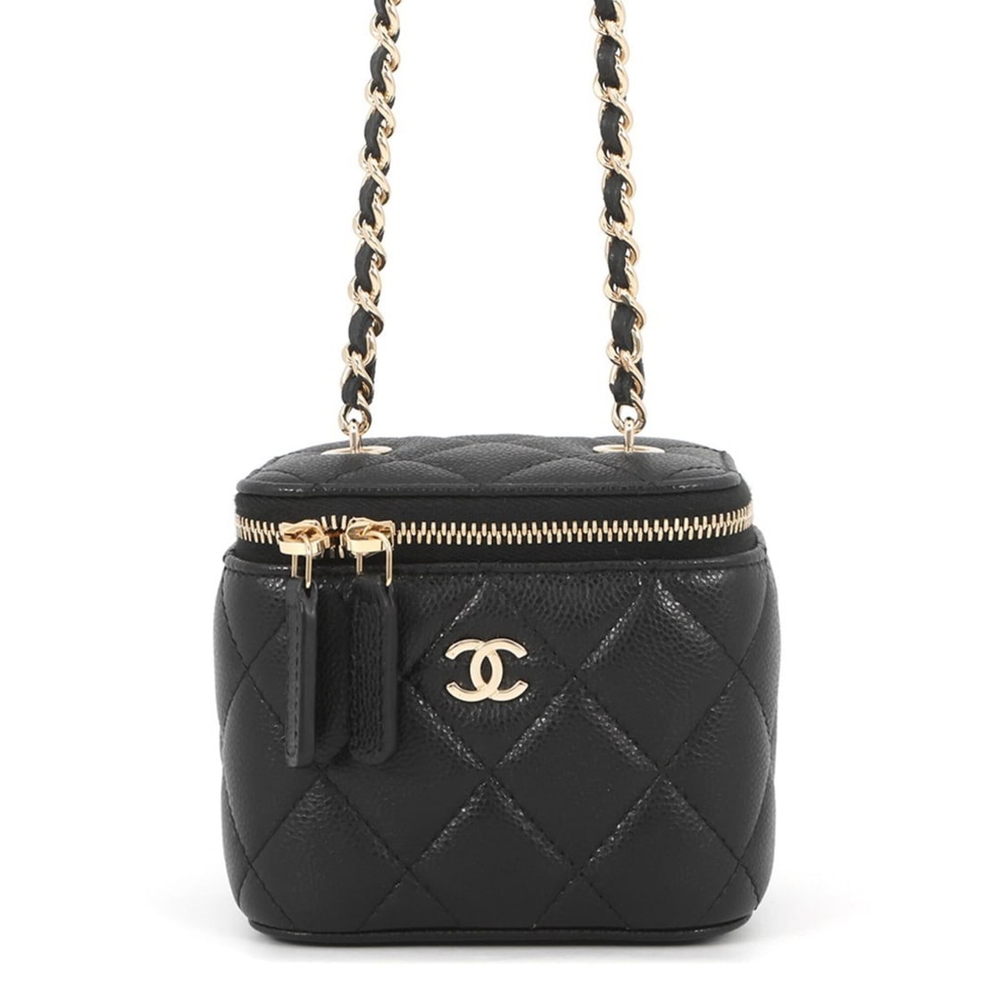 Chanel Chain Shoulder Bag Matelassé Coco Mark Vanity Caviar Skin AP2158 CHANEL Black Handbag (1 of 15)