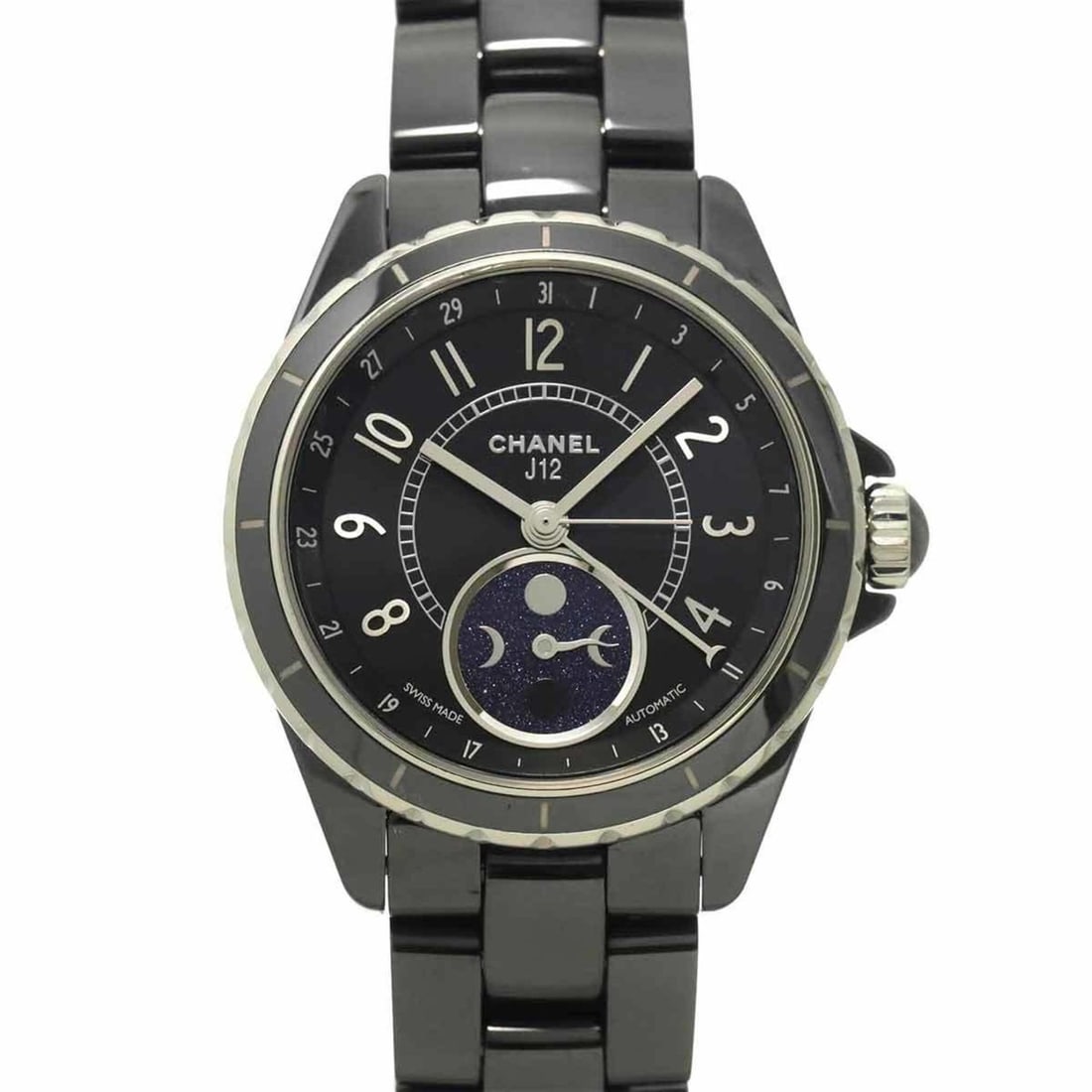 Chanel J12 Phase De Lune Men's Watch H3406 Black Ceramic Date Moon Automatic Self-winding (1 of 11)