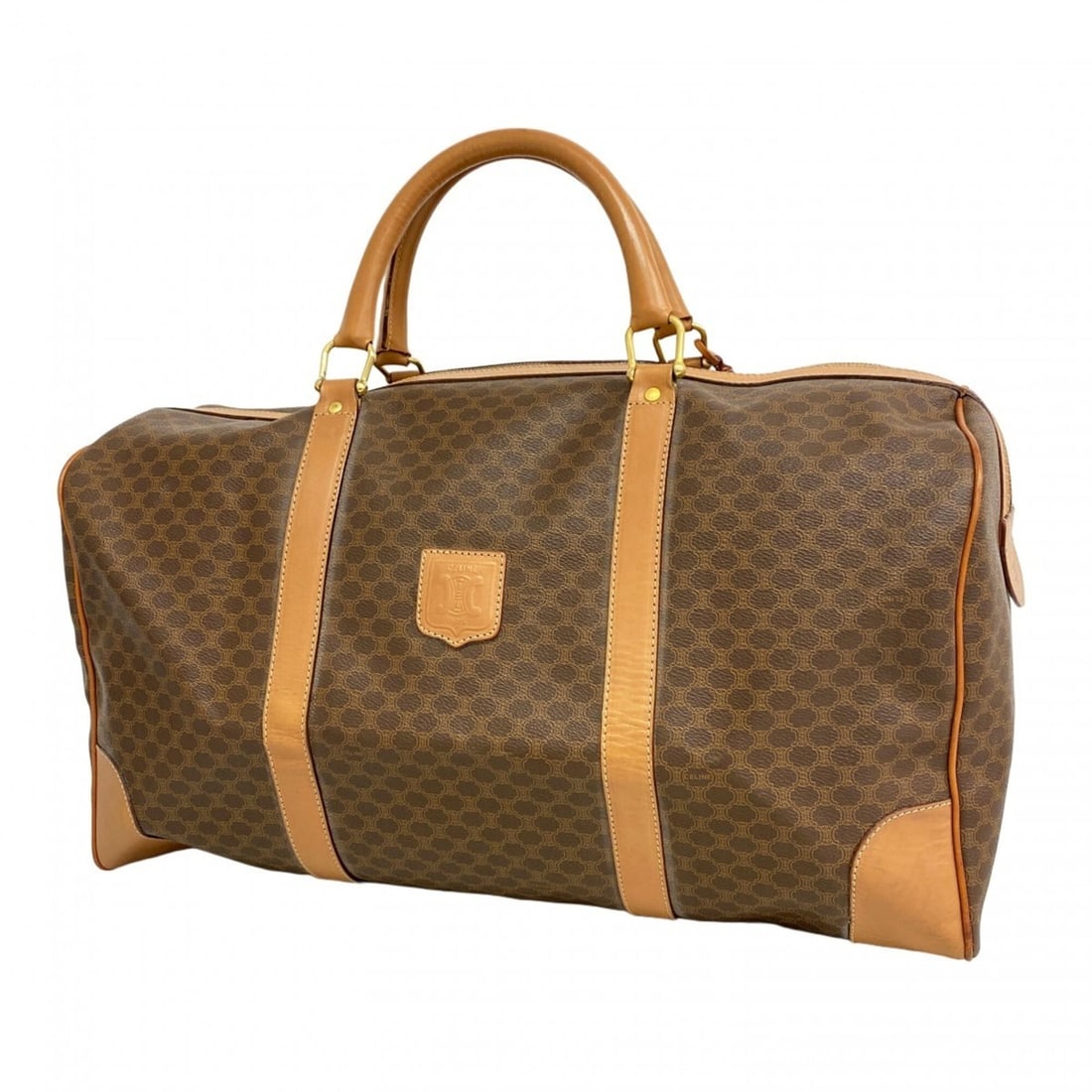 Celine bag, Boston Macadam pattern, brown, for men and women.: --- Catalog ---Category: SizeSize (HxWxD): 27cm x 50cm x 23.5cm / 10.62'' x 19.68'' x 9.25''Category: DesignType: Boston bagColor: BrownGender: Men,WomenMaterial: PVC Hardware Color: GoldCategory: Gen