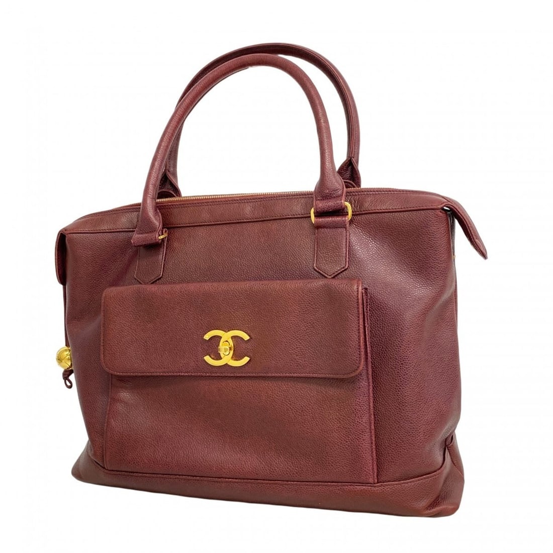 Chanel handbag, caviar leather, burgundy, women's.: --- Catalog ---Category: SizeSize (HxWxD): 32cm x 39cm x 11.5cm / 12.59'' x 15.35'' x 4.52''Category: DesignType: HandbagColor: BordeauxGender: WomenMaterial: Grained Calfskin Hardware Color: GoldCate