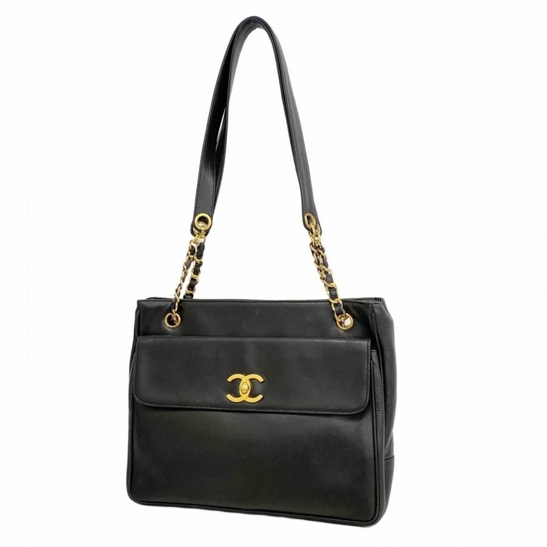 Chanel Tote Bag/Chain Tote, Lambskin, Black, Women's: --- Catalog ---Category: SizeSize (HxWxD): 25cm x 31cm x 8cm / 9.84'' x 12.2'' x 3.14''Category: DesignColor: BlackGender: WomenMaterial: Leather Hardware Color: GoldLeather/Fur Type: LambskinCategory