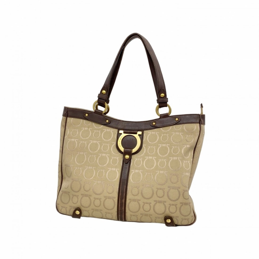 Salvatore Ferragamo Gancini Canvas Tote Bag, Beige, Women's (1 of 12)