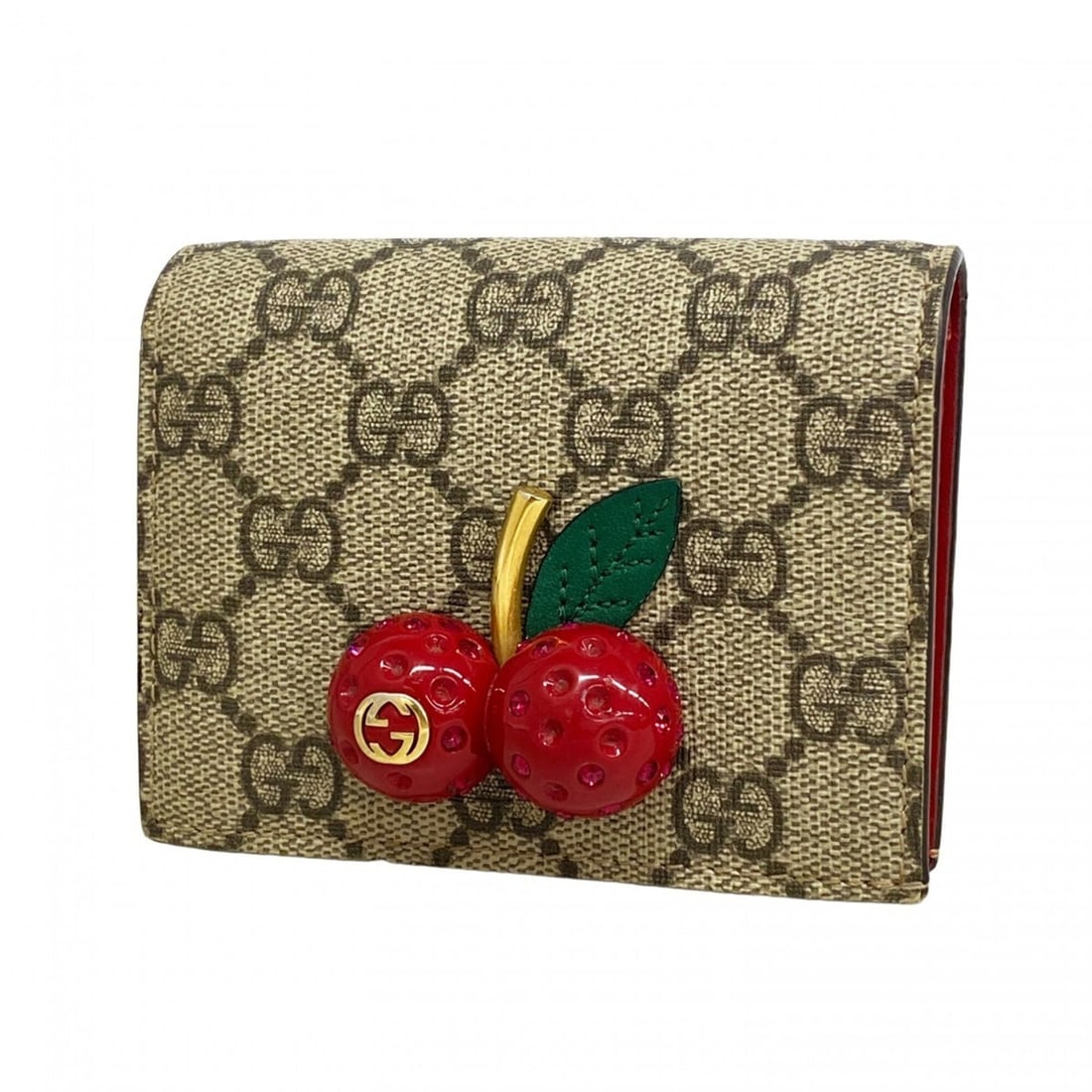 Gucci GG Supreme Cherry Wallet 476050 Brown Red Women's: --- Catalog ---Category: SizeSize (HxWxD): 9cm x 11cm x 2cm / 3.54'' x 4.33'' x 0.78''Category: DesignType: Wallet (bi-fold)Color: Brown, Red colorGender: WomenMaterial: PVC Category: GeneralMPN: 4760