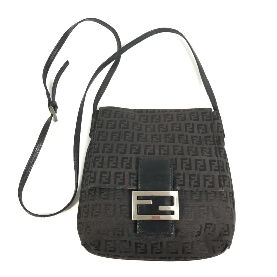 FENDI Zucchino Logo Bag, Flap Closure, Crossbody Pouch, Shoulder Leather, Canvas, Men's, Women's,: --- Catalog ---Category: SizeSize (HxWxD): 24cm x 22cm / 9.44'' x 8.66''Category: DesignType: Pochette, Shoulder bagColor: BlackGender: Men,WomenMaterial: Zucchino , Leather , Canvas Category: General