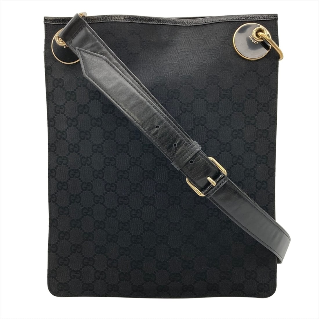 Gucci GG Canvas Shoulder Bag, Leather, Black with Gold Hardware, 120842, Women's: --- Catalog ---Category: SizeSize (HxWxD): 34cm x 28cm x 9cm / 13.38'' x 11.02'' x 3.54''Category: DesignType: Shoulder bagColor: BlackGender: WomenMaterial: Leather Category: GeneralMPN: 120842Brand: