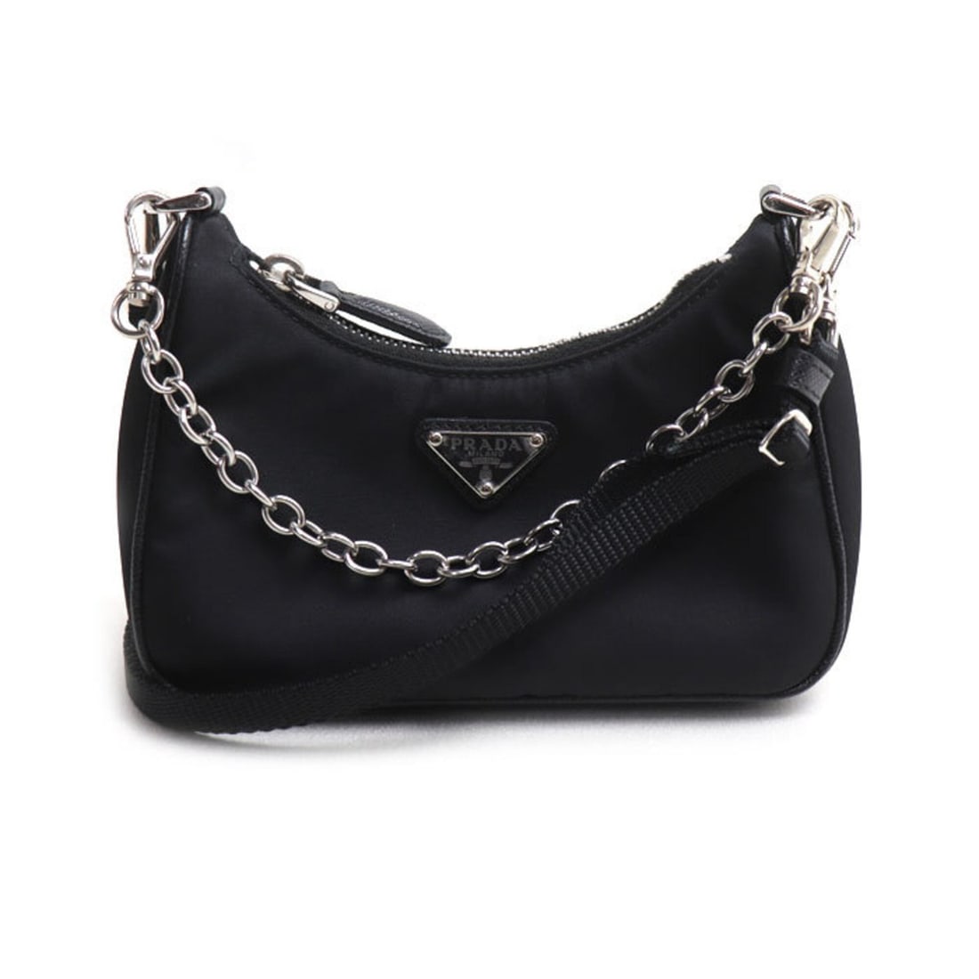 PRADA Micro Bag Tessuto 2-Way Shoulder Black 1TT122 Women's: --- Catalog ---Category: SizeSize (HxWxD): 7cm x 15cm x 4.5cm / 2.75'' x 5.9'' x 1.77''Category: DesignType: Shoulder bagColor: BlackGender: WomenMaterial: Nylon Hardware Color: SilverCategory: Genera
