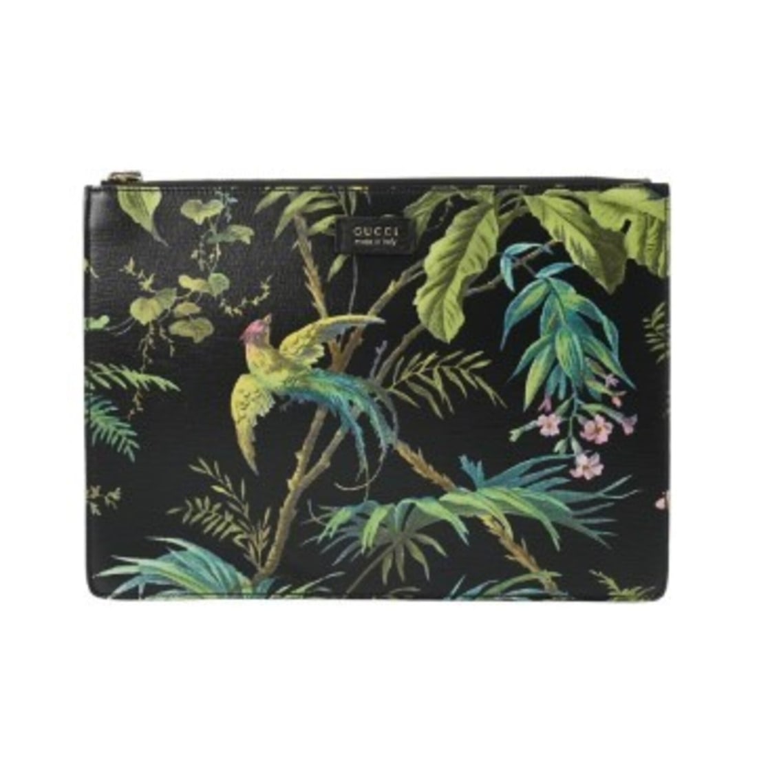 GUCCI Tropical Print Black 429016 Women's Leather Clutch Bag A Rank Used Ginzo: --- Catalog ---Category: SizeSize (HxWxD): 25cm x 35cm x 4cm / 9.84'' x 13.77'' x 1.57''Category: DesignType: Clutch bagColor: BlackGender: WomenMaterial: Leather Hardware Color: GoldCategory: General
