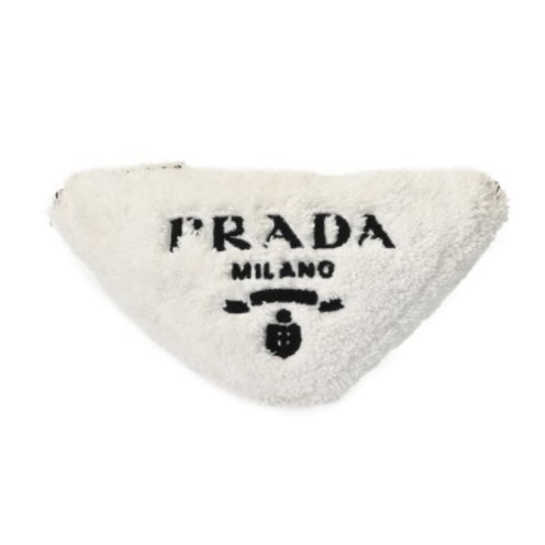 PRADA Triangle White 1BH190 Women's Terry Cloth Shoulder Bag, B Rank, Used, Ginzo (1 of 13)