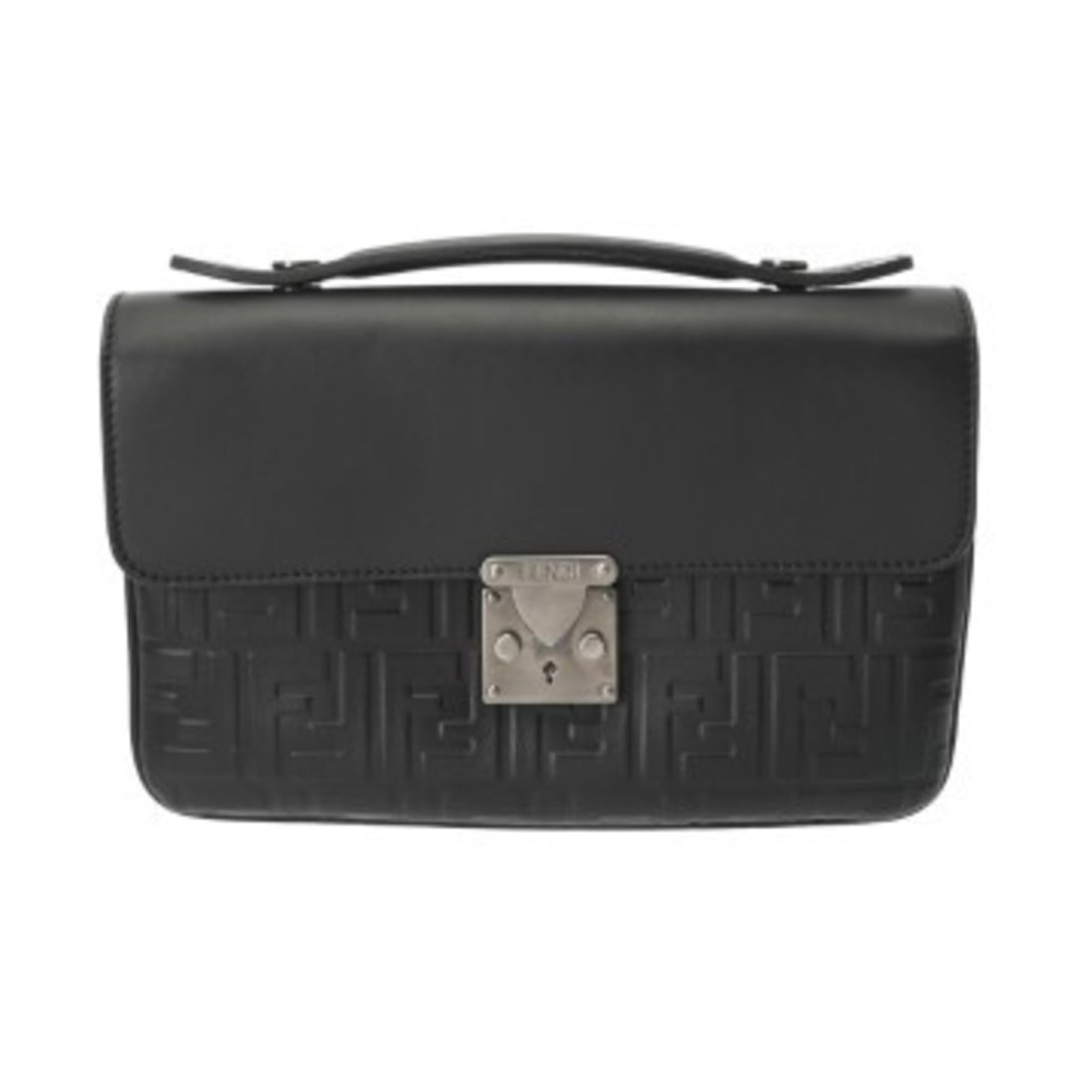 FENDI Fendi Black 7VA431 Women's Leather Handbag AB Rank Used Ginzo (1 of 11)