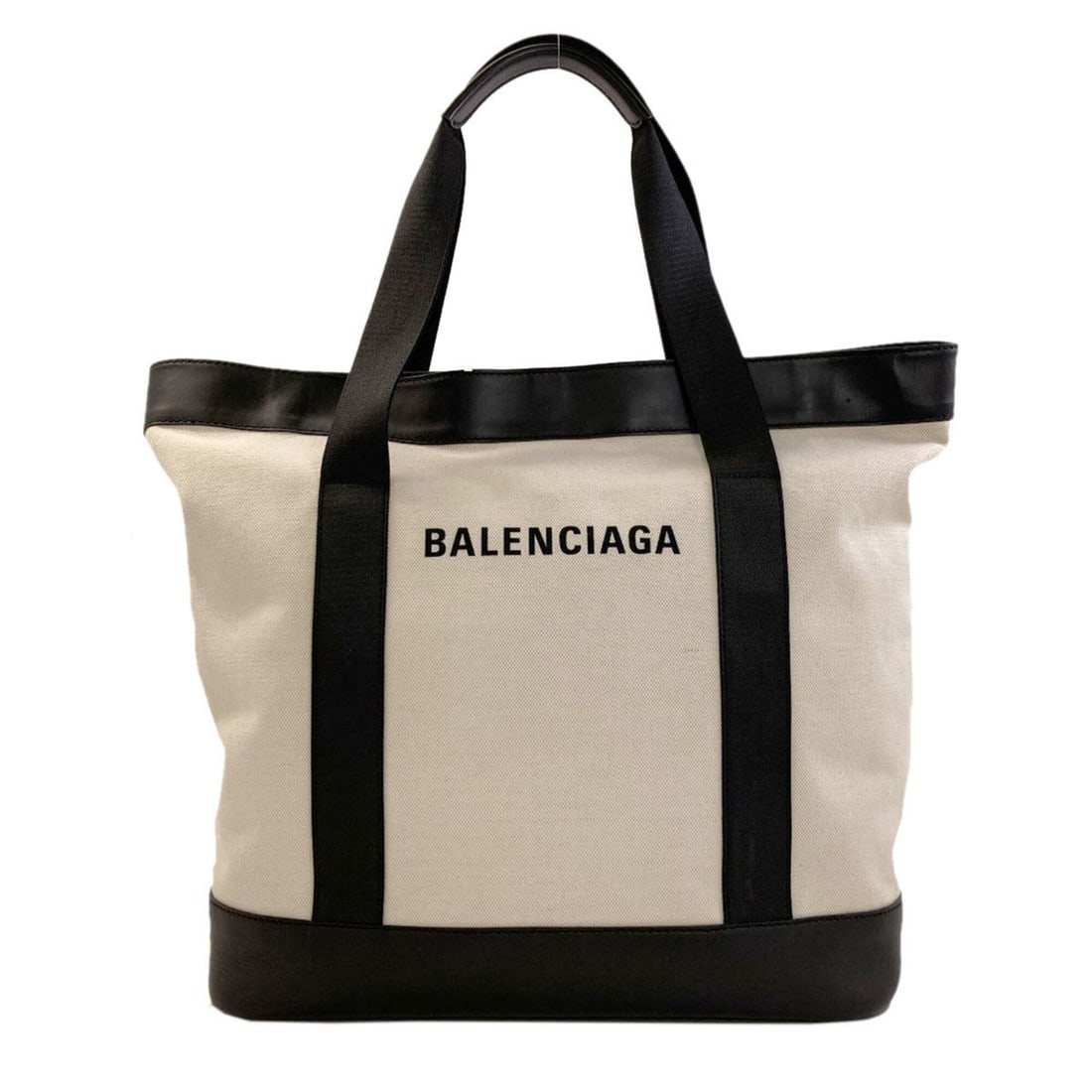 Balenciaga 374767 Navy Tote Bag, Canvas/Leather, Women's BALENCIAGA: --- Catalog ---Category: SizeSize (HxWxD): 39cm x 50cm x 16.5cm / 15.35'' x 19.68'' x 6.49''Category: DesignType: Tote bagColor: Black, WhiteGender: WomenMaterial: Canvas , Leather Category: GeneralMP