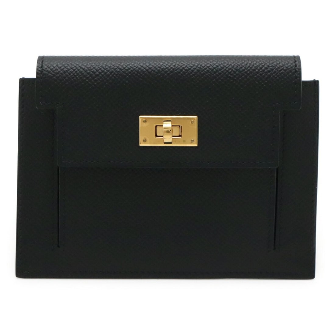HERMES Kelly Pocket Compact Wallet/Coin Purse, Veau Epsom Leather, Black, Y Stamp: --- Catalog ---Category: SizeSize (HxWxD): 10cm x 13cm / 3.93'' x 5.11''Category: DesignType: Coin purse/coin caseColor: BlackGender: WomenMaterial: Epsom leather Category: GeneralBrand: HermesCountry