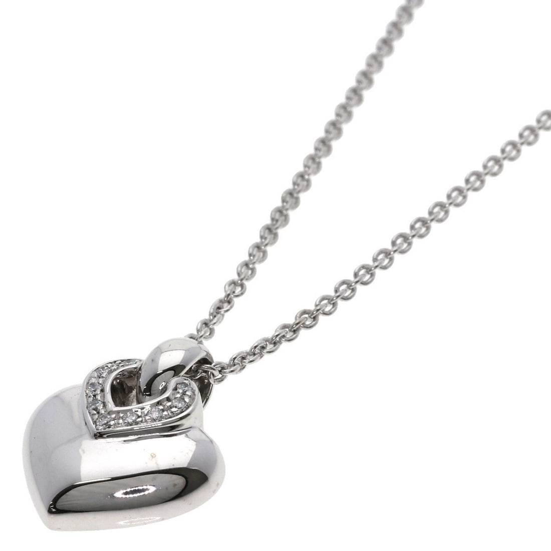 Bulgari Doppio Cuore Diamond Necklace, 18K White Gold, Women's, BVLGARI: --- Catalog ---Category: SizePendant Size: 20.3mm x 17.3mm / 0.79'' x 0.68''Neck Circumference: 40 cm / 15.74''Category: DesignStone: DiamondGender: WomenMaterial: White gold (18K)Necklace Type: Neckl