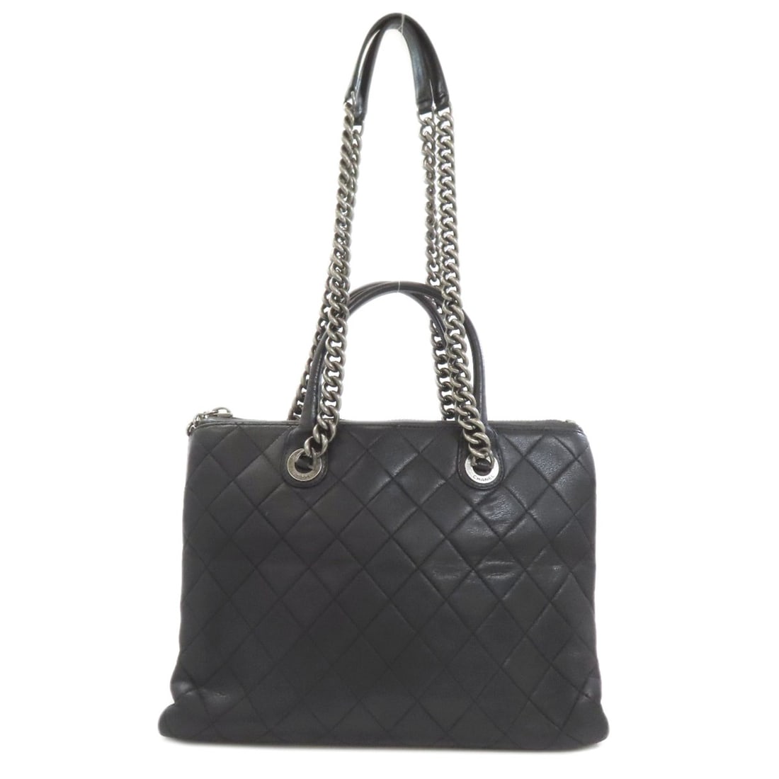 Chanel Matelassé 2-Way Tote Bag with Silver Hardware, Calfskin, Women's.: --- Catalog ---Category: SizeSize (HxWxD): 24cm x 30.5cm x 15cm / 9.44'' x 12'' x 5.9''Category: DesignType: Tote bagColor: BlackGender: WomenMaterial: Leather Leather/Fur Type: CalfskinCategory: Gene
