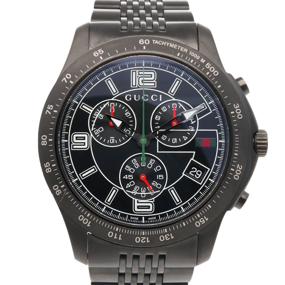 Gucci G-Timeless Watch, Stainless Steel, Quartz, Men's, Chronograph, Model 126.2: --- Catalog ---Category: SizeWrist Size: 16cm / 6.29''Case Diameter: 46mm / 1.81''Category: DesignType: WristwatchGender: MenColor (Dial): BlackMaterial (Band): Stainless steelMaterial (Case): Stainle