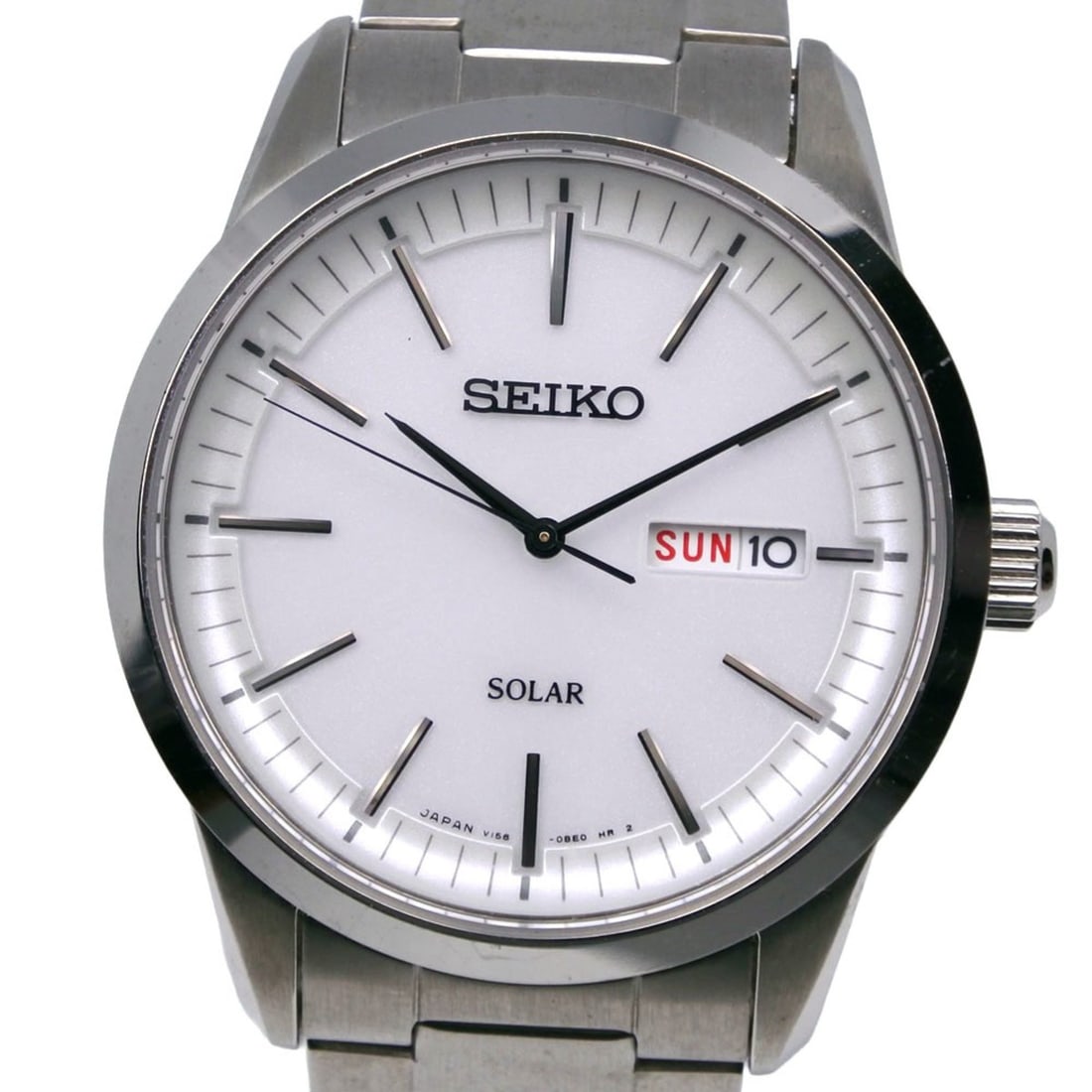 Seiko SEIKO Solar Watch SNE523P1 V158-0AM0 Stainless Steel White Analog Dial Powered Men's: --- Catalog ---Category: SizeWrist Size: 18cm / 7.08''Case Diameter: 39mm / 1.54''Category: DesignType: WristwatchGender: MenColor (Dial): WhiteMaterial (Band): Stainless steelMaterial (Case): Stainle