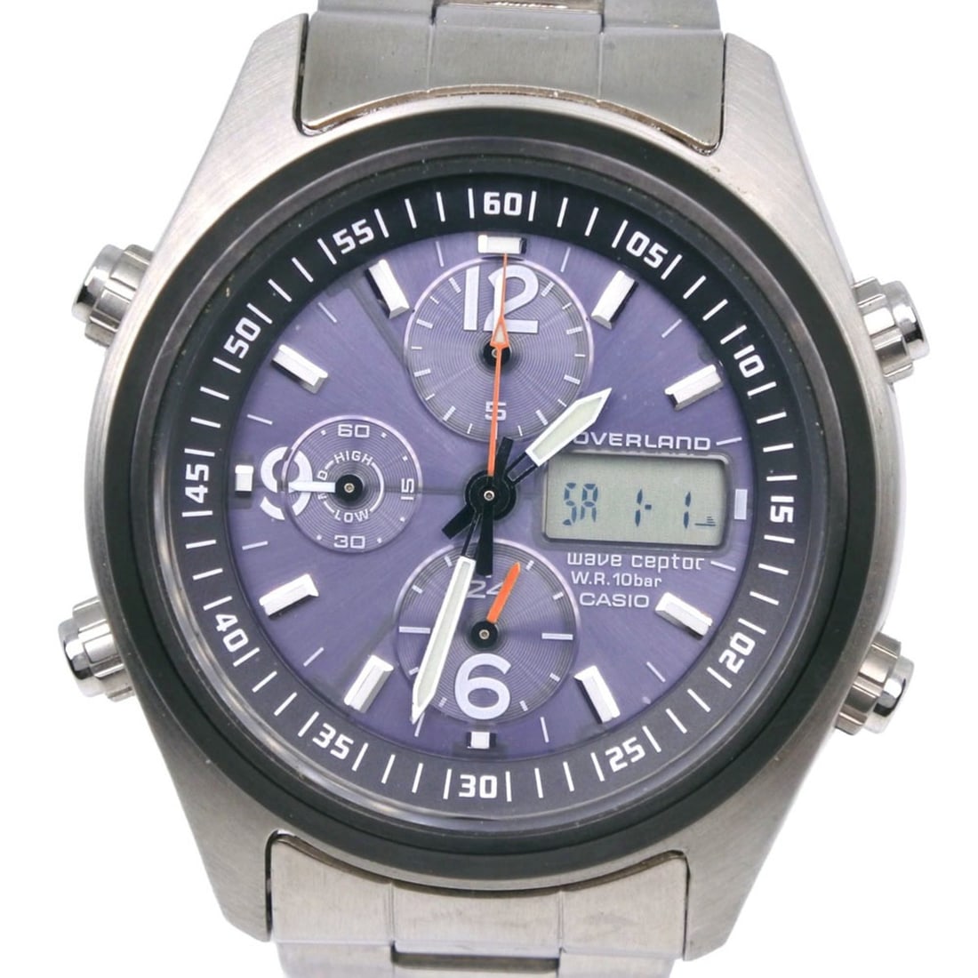 Casio OVERLAND Digital-Analog Watch OVW-500DJ-1AJF Stainless Steel Purple Solar Radio-Controlled: --- Catalog ---Category: SizeWrist Size: 18cm / 7.08''Case Diameter: 42mm / 1.65''Category: DesignType: WristwatchGender: MenColor (Dial): PurpleMaterial (Band): Stainless steelMaterial (Case): Stainl