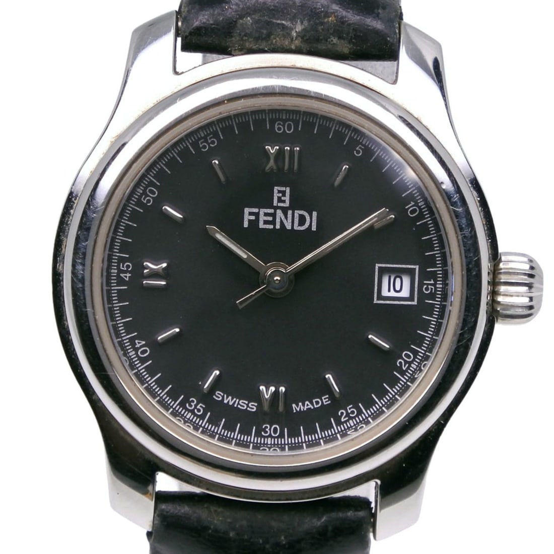Fendi Olologi Women's Watch, 210L Stainless Steel x Leather Strap, Quartz Analog, Black Dial,: --- Catalog ---Category: SizeWrist Size: 12.5cm - 16cm / 4.92'' - 6.29''Case Diameter: 26mm / 1.02''Category: DesignType: WristwatchGender: WomenColor (Dial): BlackMaterial (Band): LeatherMaterial (Ca