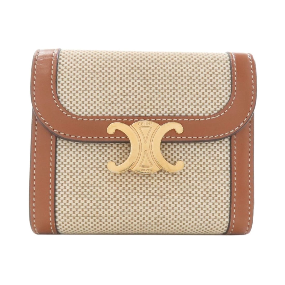 Celine Triomphe Tri-fold Wallet / Bi-fold Wallet, Canvas/Leather, Women's CELINE: --- Catalog ---Category: SizeSize (HxWxD): 9.5cm x 10.5cm x 3cm / 3.74'' x 4.13'' x 1.18''Category: DesignType: Wallet (tri-fold)Color: BrownGender: WomenMaterial: Canvas , Leather Category: GeneralBr