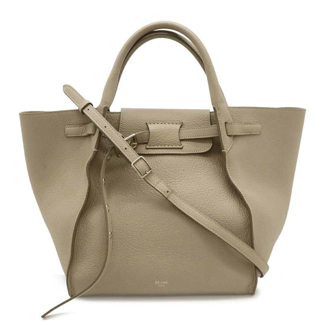 CELINE Big Bag Small Handbag Shoulder Leather Greige 183313: --- Catalog ---Category: SizeWeight: 990g / 2.18lb.Size (HxWxD): 25cm x 41cm x 22cm / 9.84'' x 16.14'' x 8.66''Strap Length: 109cm / 42.91''Category: DesignType: Handbag, Shoulder bagColor: GrayishGen