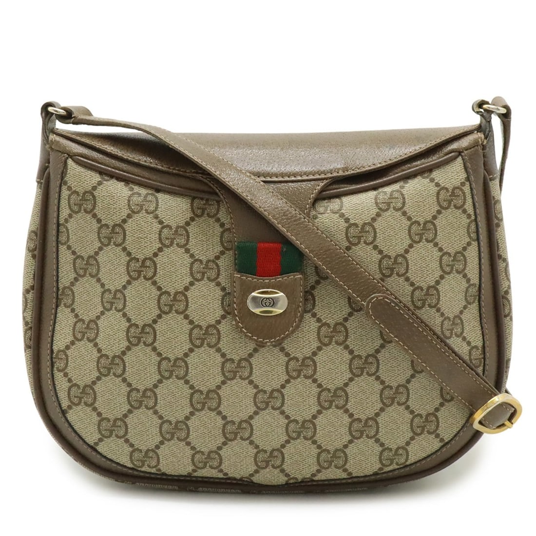GUCCI Old Gucci GG Plus Sherry Line Shoulder Bag Pochette Leather Beige Brown 10.02.056: --- Catalog ---Category: SizeWeight: 320g / 11.28oz.Size (HxWxD): 19cm x 24cm x 7cm / 7.48'' x 9.44'' x 2.75''Strap Length: 101cm / 39.76''Category: DesignType: Pochette, Shoulder bagColor: Beige brow