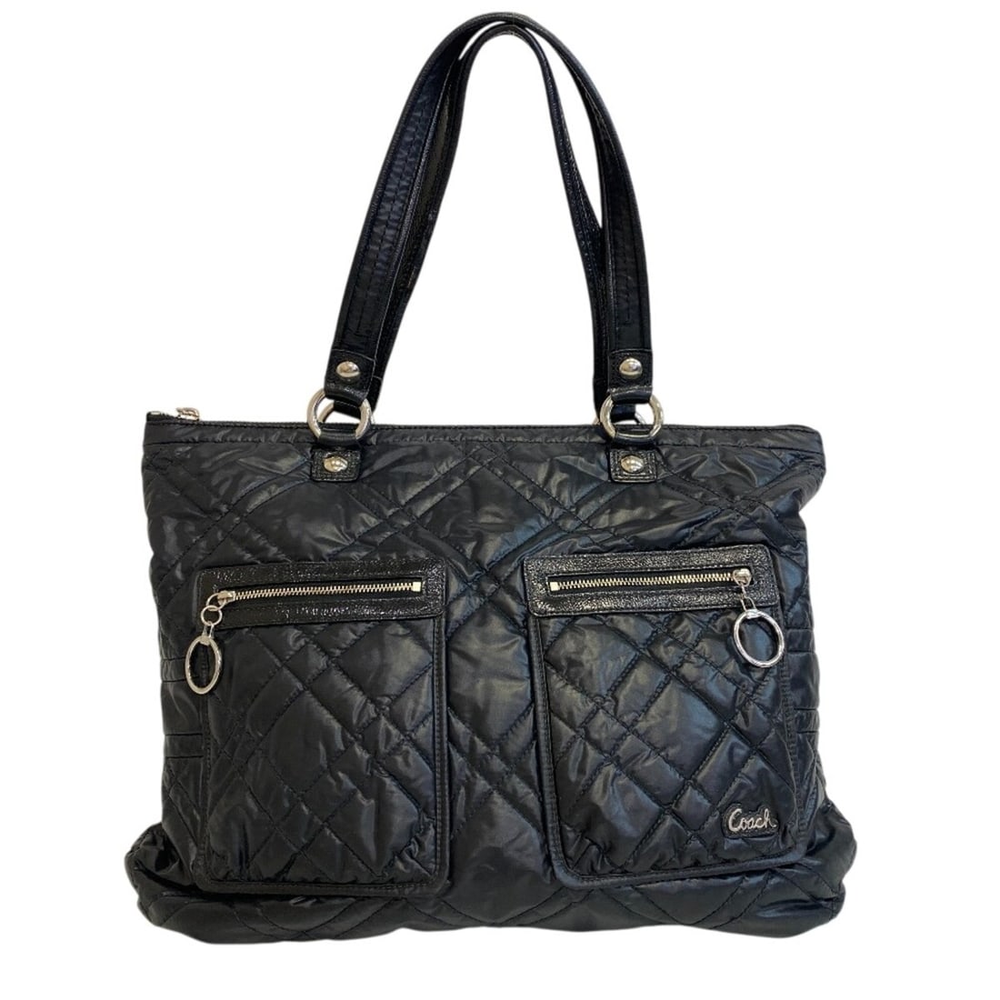 COACH 15873 Poppy Quilted Tote Bag, Black: --- Catalog ---Category: SizeSize (HxWxD): 31cm x 35cm x 10cm / 12.2'' x 13.77'' x 3.93''Category: DesignType: Tote bagColor: BlackGender: WomenMaterial: Nylon , Leather Category: GeneralMPN: 15873Bra