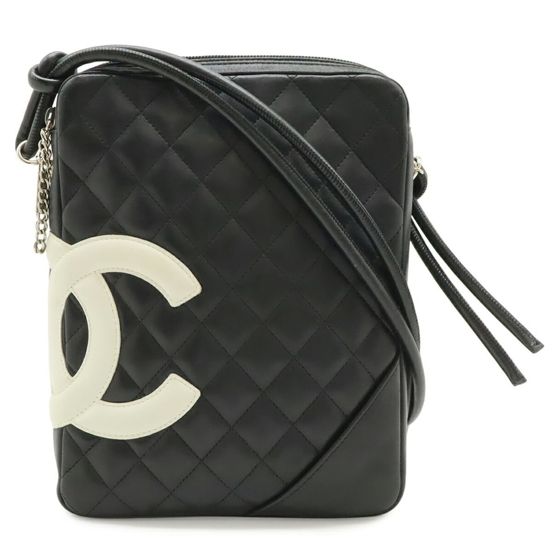 CHANEL Cambon Line Coco Mark Medium Pochette Shoulder Bag, Soft Calf Leather, Black/White, A25178: --- Catalog ---Category: SizeWeight: 320g / 11.28oz.Size (HxWxD): 24.5cm x 19cm x 3.5cm / 9.64'' x 7.48'' x 1.37''Strap Length: 127cm / 49.99''Category: DesignType: Shoulder bagColor: Black, WhiteGend