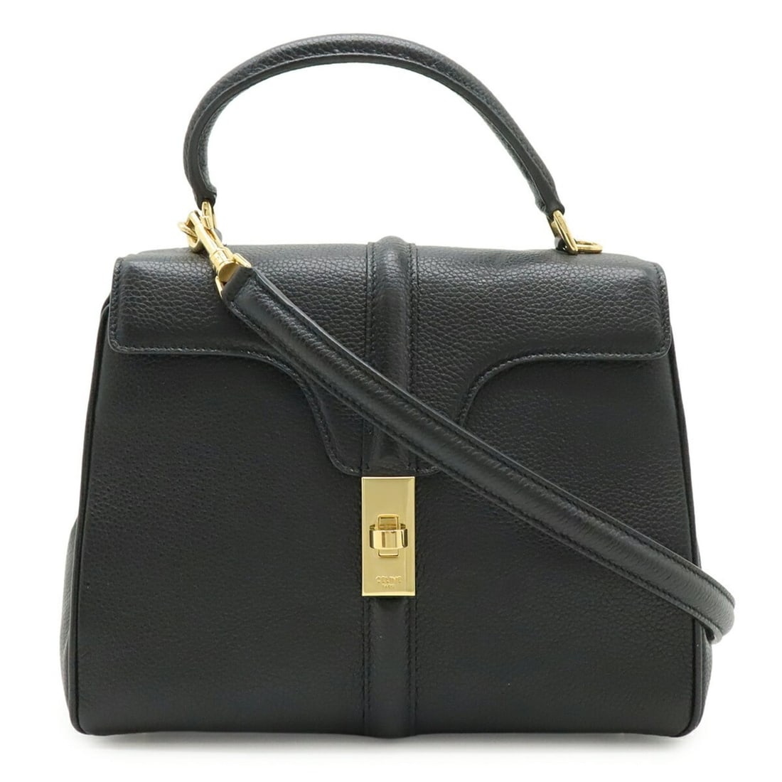 CELINE Celine 16 Seize Small Handbag Shoulder Bag Leather Black 188003 (1 of 11)