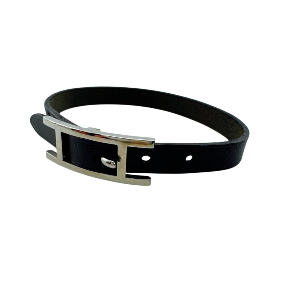 HERMES Hermes Be Api Bangle H-shaped clasp bracelet, black (1 of 13)