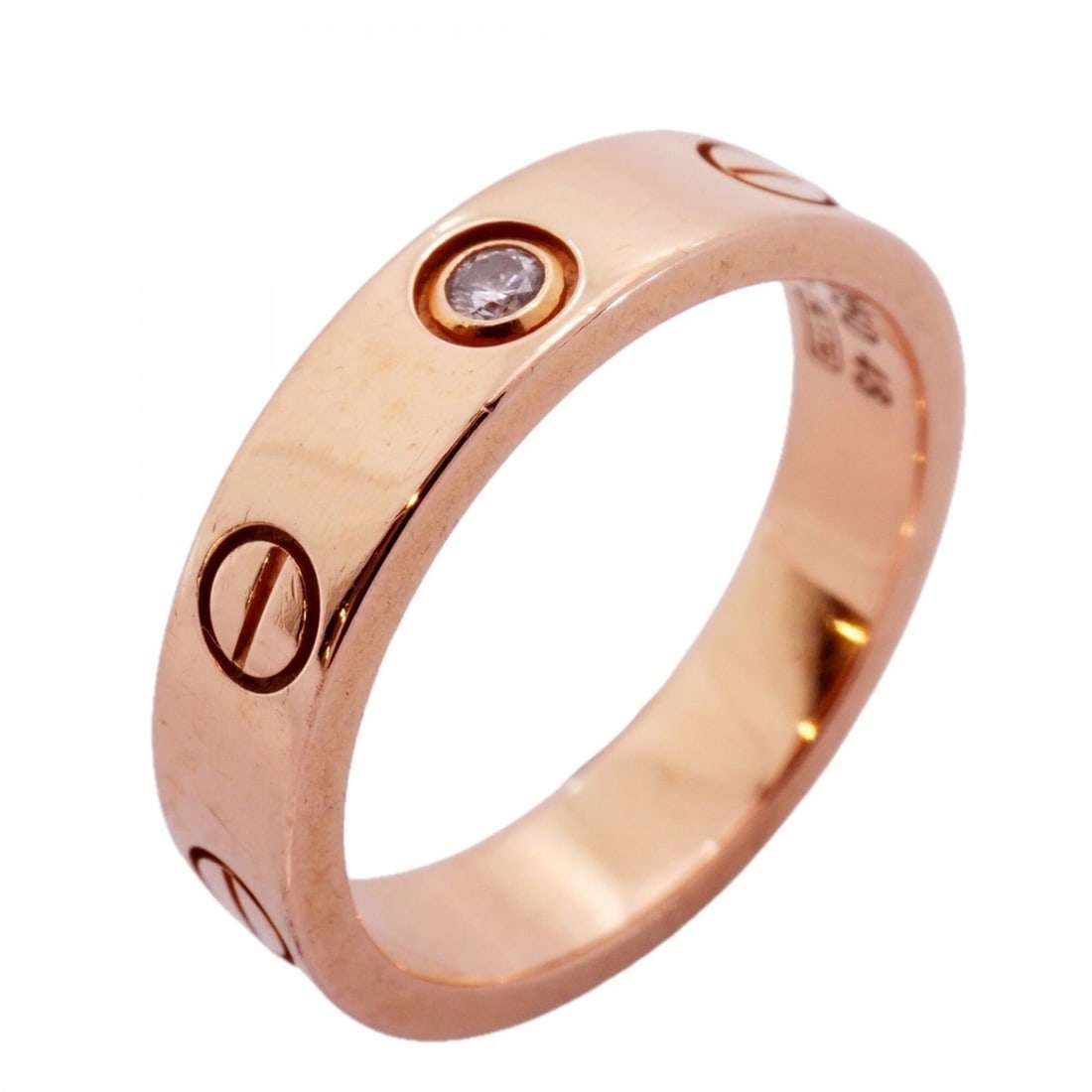 Cartier Mini Love Ring, 1PD, 18KPG Pink Gold, Diamond, Size 48, Women's, P2618908: --- Catalog ---Category: SizeUS Size: 4.5Brand Size: 48Category: DesignType: Band ringStone: DiamondGender: WomenMaterial: Pink gold (18K)Category: GeneralBrand: Cartier--- Item List ---Section: Condi