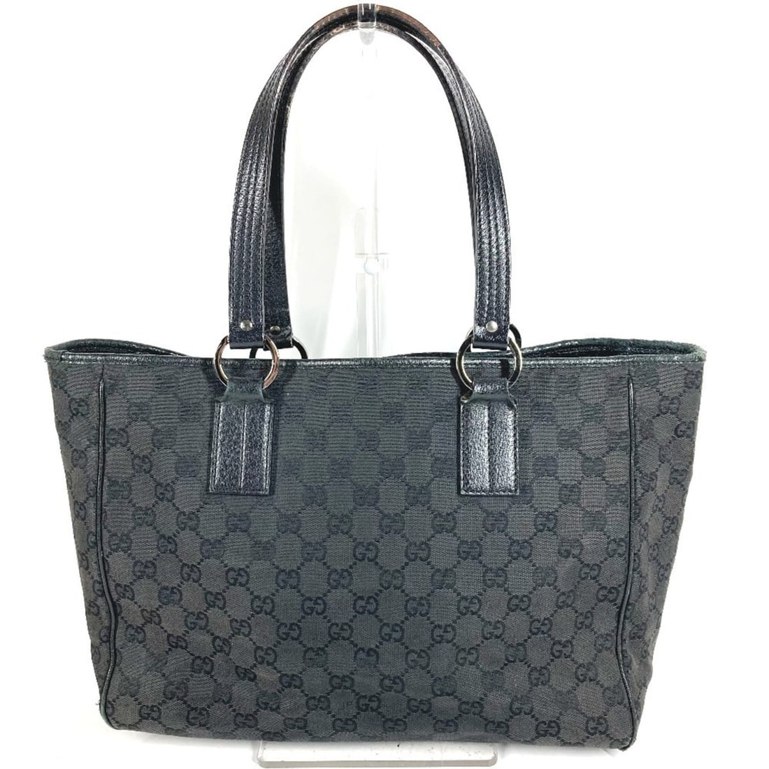 GUCCI 113017 Logo GG Bag Shoulder Tote Canvas Leather Men's Women's Black: --- Catalog ---Category: SizeSize (HxWxD): 23.5cm x 32cm x 11.5cm / 9.25'' x 12.59'' x 4.52''Category: DesignType: Shoulder bag, Tote bagColor: Black, GrayGender: Men,WomenMaterial: GG canvas , Leathe