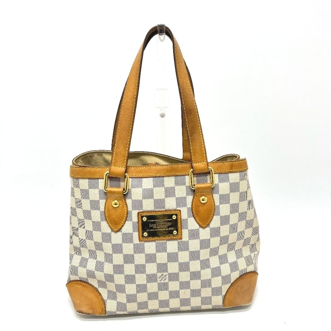 LOUIS VUITTON N51207 Damier Azur Hampstead PM Handbag Shoulder Bag Tote Canvas Women's White (1 of 15)