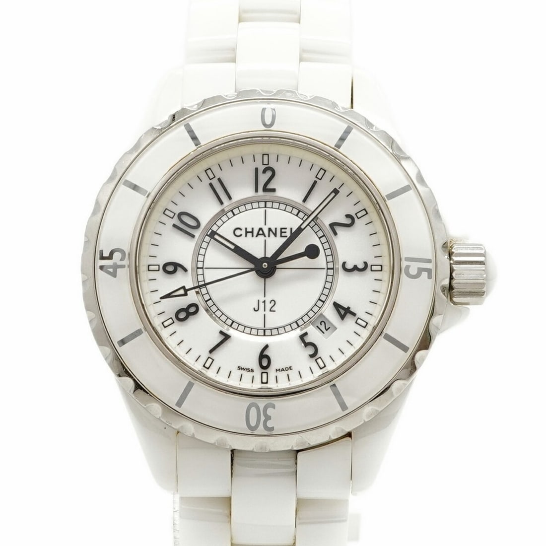 Chanel J12 H0968 White Dial Women's Watch: --- Catalog ---Category: SizeWrist Size: 15.5cm / 6.1''Case Diameter: 33.9mm / 1.33''Category: DesignType: WristwatchGender: WomenColor (Dial): WhiteMaterial (Band): CeramicCategory: GeneralMPN: H0968