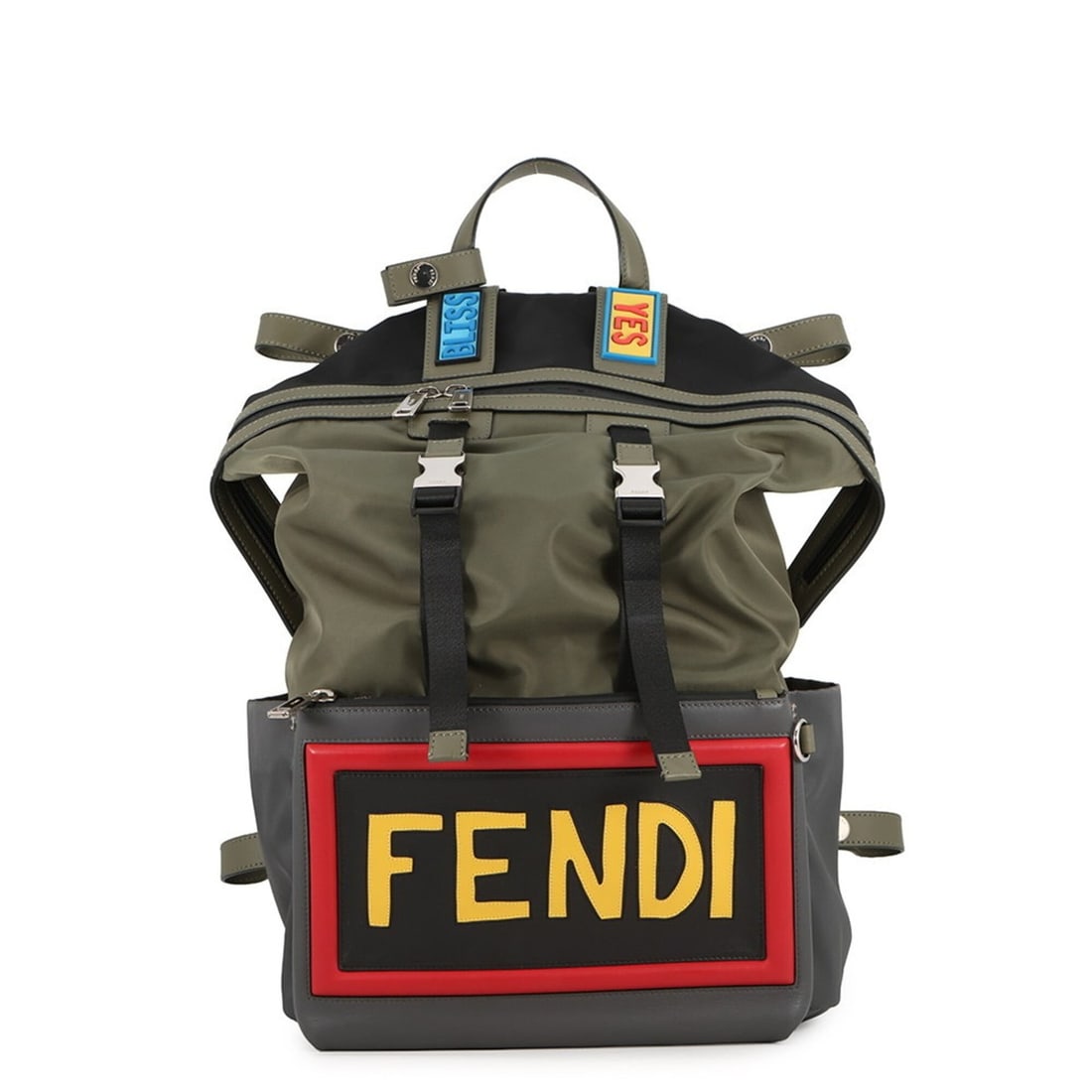 Fendi Backpack Nylon Leather 7VZ037 SIU FENDI with Seat Handbag Men's: --- Catalog ---Category: SizeSize (HxWxD): 40cm x 29cm x 15.5cm / 15.74'' x 11.41'' x 6.1''Category: DesignType: HandbagColor: Khaki, Multi-colorGender: MenMaterial: Nylon , Leather Category: GeneralM