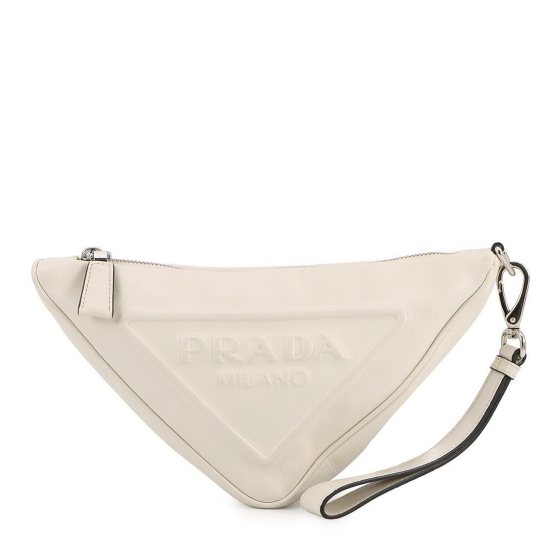 Prada Triangle Leather Clutch Bag 1NE039 PRADA Second Handbag Pouch White: --- Catalog ---Category: SizeSize (HxWxD): 14cm x 26cm x 5.5cm / 5.51'' x 10.23'' x 2.16''Category: DesignType: Clutch bag, Handbag, PouchColor: WhiteGender: WomenMaterial: Leather Category: GeneralMP