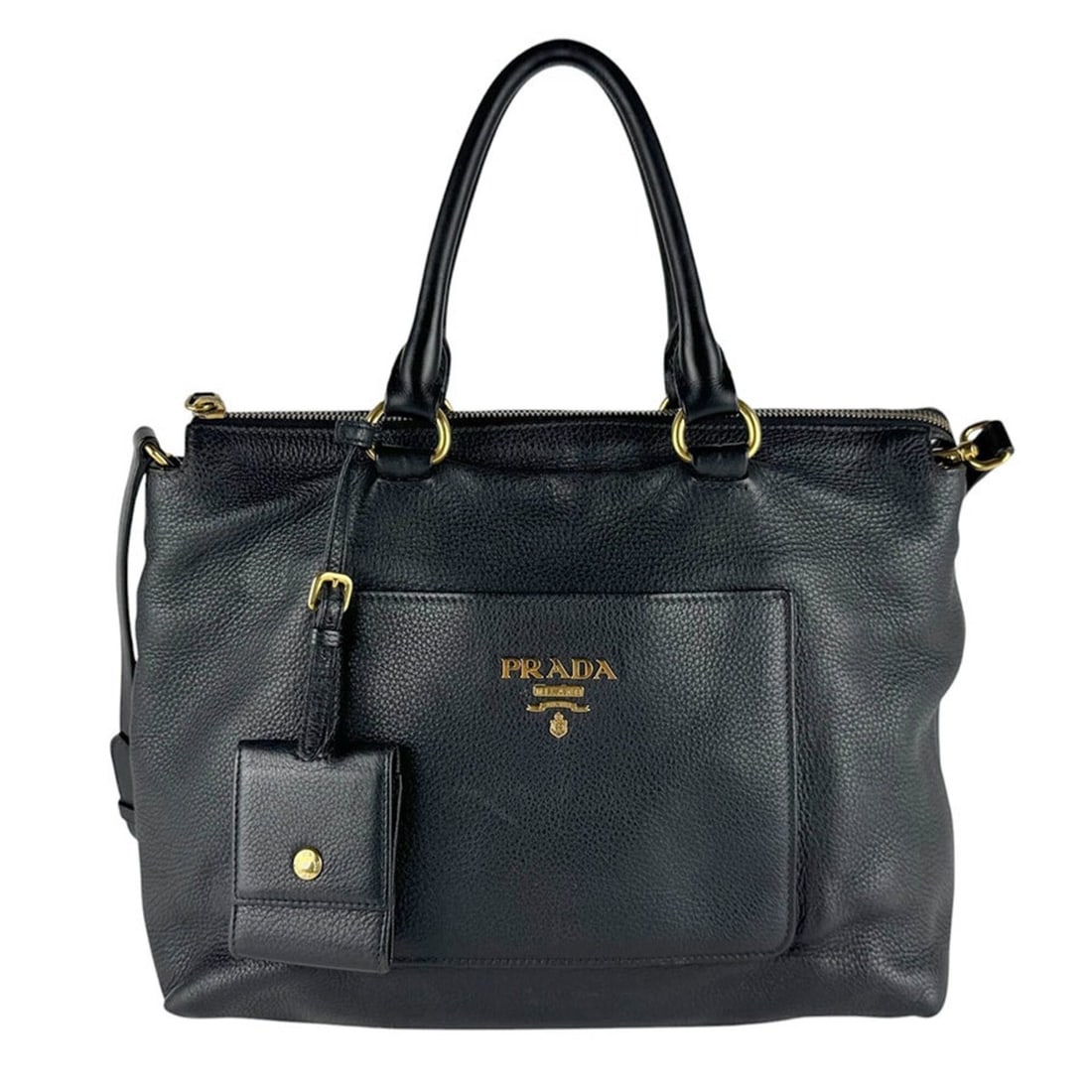 Prada PRADA handbag shoulder bag leather black gold women's z9558: --- Catalog ---Category: SizeSize (HxWxD): 23cm x 30cm x 13cm / 9.05'' x 11.81'' x 5.11''Category: DesignType: Handbag, Shoulder bagColor: BlackGender: WomenMaterial: Leather Category: GeneralBrand: P