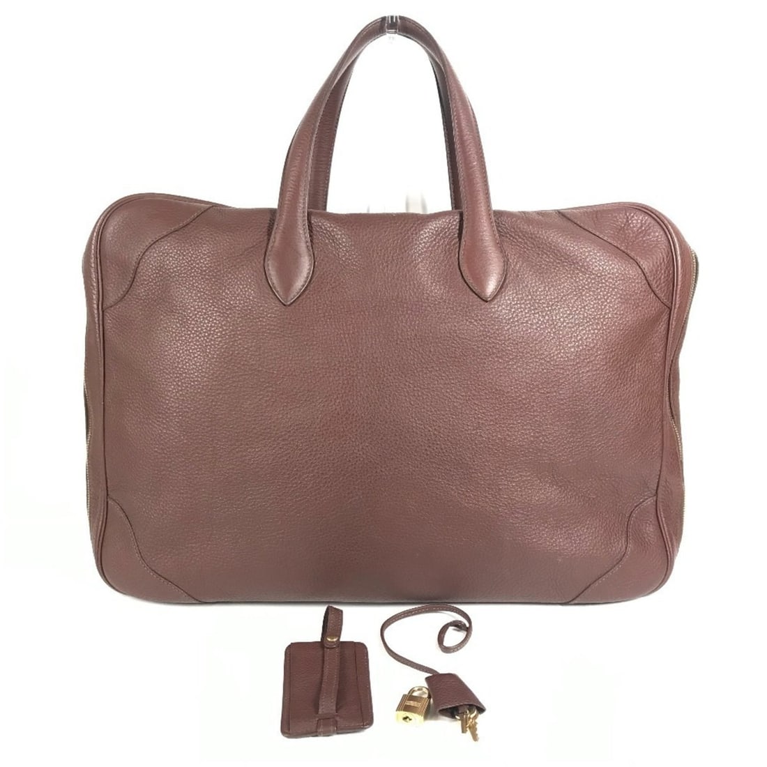 HERMES Victoria 45 Travel Bag, Handbag, Boston Taurillon Clemence Leather, Brown: --- Catalog ---Category: SizeSize (HxWxD): 34.5cm x 46.5cm x 15cm / 13.58'' x 18.3'' x 5.9''Category: DesignType: Boston bag, HandbagColor: BrownGender: Men,WomenMaterial: Taurillon clemence leather C