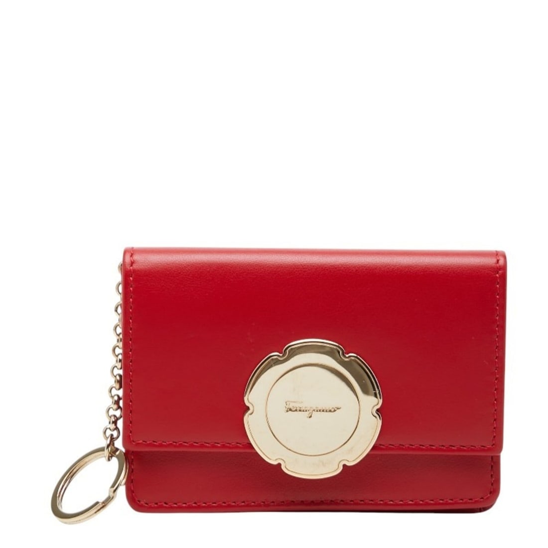 Salvatore Ferragamo Flower Motif Bi-fold Wallet, Red Leather, Women's: --- Catalog ---Category: SizeSize (HxWxD): 7.5cm x 11cm x 2cm / 2.95'' x 4.33'' x 0.78''Category: DesignType: Wallet (bi-fold)Color: Red colorGender: WomenMaterial: Leather Category: GeneralBrand: Sal