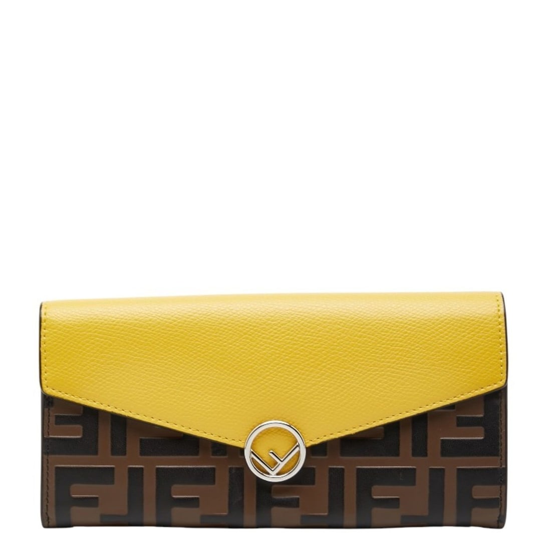 Fendi Zucca F is Logo Long Wallet, Yellow Brown Leather, Women's FENDI: --- Catalog ---Category: SizeSize (HxWxD): 10cm x 19cm x 2.5cm / 3.93'' x 7.48'' x 0.98''Category: DesignType: Long wallet (bi-fold)Color: Brown, YellowGender: WomenMaterial: Leather Category: General