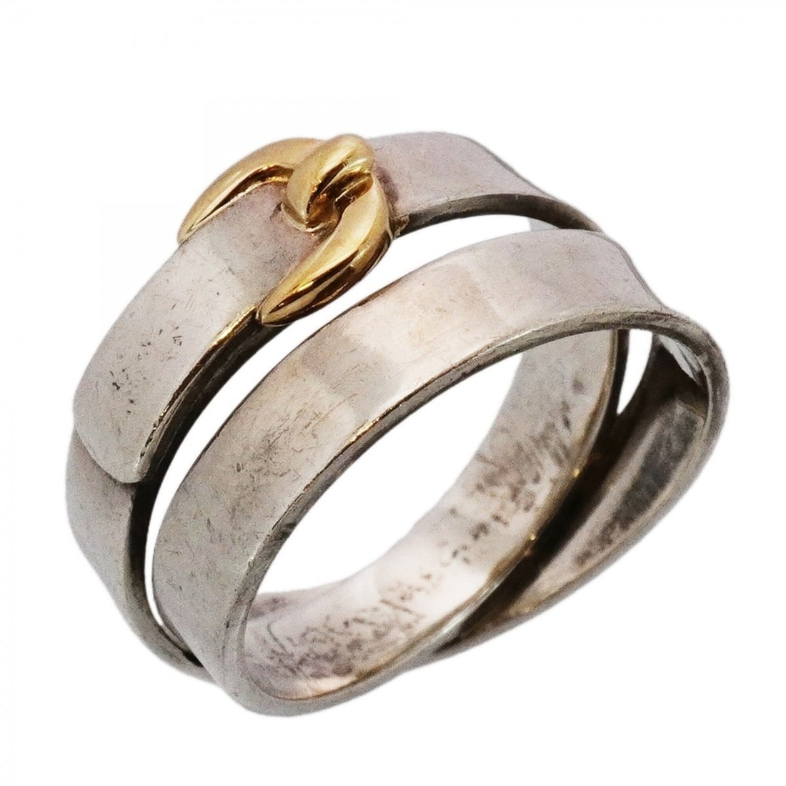 Hermes Double True Ring, 18K Yellow Gold (KYG), Sterling Silver 925, Size #56, Women's: --- Catalog ---Category: SizeUS Size: 8Brand Size: 56Category: DesignType: Band ringGender: WomenMaterial: Silver 925, Yellow gold (18K)Category: GeneralBrand: Hermes--- Item List ---Section: Conditio