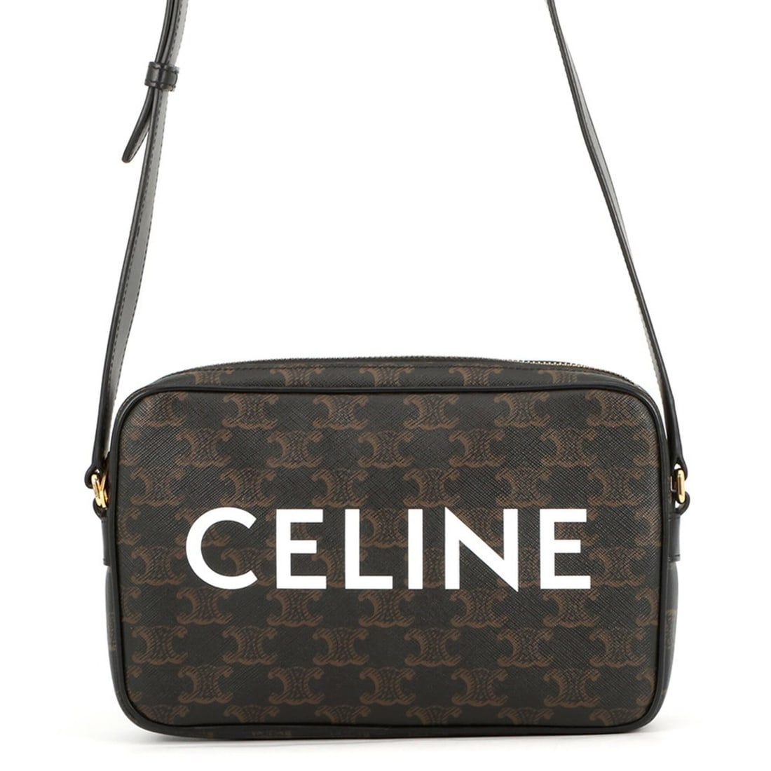 Celine Triomphe Horizontal Medium Shoulder Bag, Handbag 194502CIM.38NO, Black,: --- Catalog ---Category: SizeSize (HxWxD): 14cm x 22cm x 4cm / 5.51'' x 8.66'' x 1.57''Category: DesignType: Handbag, Messenger bag, Shoulder bagColor: Black, BrownGender: WomenMaterial: PVC , Leather