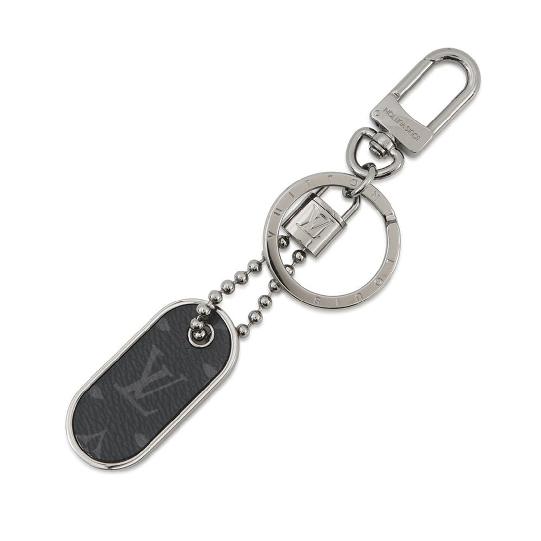 Louis Vuitton Keychain Monogram Eclipse Portefeuille Tab M63618 LOUIS VUITTON Men's Black Charm: --- Catalog ---Category: SizeSize (HxWxD): 5.5cm x 2.6cm / 2.16'' x 1.02''Category: DesignType: KeyringColor: Black, Monogram Eclipse, NoirGender: MenMaterial: Monogram EclipseCategory: GeneralMPN: M6