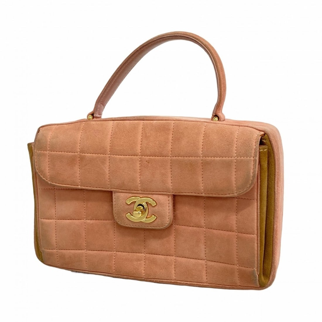 Chanel Chocolate Bar Suede Pink Champagne Handbag for Women: --- Catalog ---Category: SizeSize (HxWxD): 14.5cm x 23cm x 5.5cm / 5.7'' x 9.05'' x 2.16''Category: DesignType: HandbagColor: PinkGender: WomenMaterial: Suede Category: GeneralBrand: Chanel--- Item Li